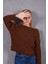 Kadın Acı Kahve Şönil Kadife Carmen Yaka Triko Kazak 1