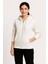 Üç Iplik Kapüşonlu Tam Fermuarlı Kanguru Çepli Sweatshirt Hoodie - Beyaz 2