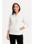 Üç Iplik Kapüşonlu Tam Fermuarlı Kanguru Çepli Sweatshirt Hoodie - Beyaz 3