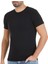 Erkek Siyah Tekli Sıfır Yaka Kısa Kol Likralı Atlet Tişört 1