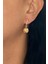 Zirkon Taşlı Gold Küre Sallantılı Küpe 3