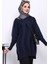 Lacivert Bisiklet Yaka Soğuk İplik Triko Tunik 1