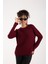 Kadın Bordo Selanik Örgü Reglan Kollu Bisiklet Yaka Simli Triko Kazak 1