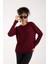 Kadın Bordo Selanik Örgü Reglan Kollu Bisiklet Yaka Simli Triko Kazak 5