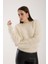 Kadın Krem Sakal Iplik Bisiklet Yaka Triko Kazak 1