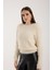Kadın Krem Sakal Iplik Bisiklet Yaka Triko Kazak 3