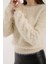 Kadın Krem Sakal Iplik Bisiklet Yaka Triko Kazak 4