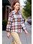 Kadın Ekose Desenli Uzun Kollu Oversize Gömlek Dokuma Kumaş Rahat Kesim Fonksiyonel Modern 5