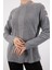 Kadın Gri Omuzları Kesik Detaylı Reglan Kollu Simli Triko Kazak 5