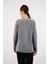 Kadın Gri Omuzları Kesik Detaylı Reglan Kollu Simli Triko Kazak 6