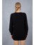 Kadın Siyah Reglan Balon Kollu Bisiklet Yaka Simli Triko Kazak 6