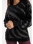 Kadın Siyah Simli Sakal Iplik Balon Kollu Bisiklet Yaka Triko Kazak 4