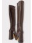 Platform Topuk Fermuarlı Kadın Çizme Kahverengi 3