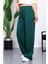 Zümrüt Yeşili Yüksek Bel Fitilli Bol Paça Triko Pantolon 1