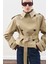 Kemerli Kısa Trençkot Kum 4