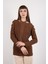 Kadın Kahve Omuzları Kesik Detaylı Reglan Kollu Simli Triko Kazak 1