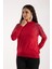Kadın Kırmızı Viskon Kumaş Taş Detaylı Omuzlar Yarım Balıkçı Yaka Triko Bluz 2