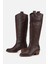 Kadın Kahverengi Işlemeli Kalın Topuklu Çizme 4