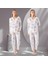 Çiçek Desenli Gömlek Yaka Düğmeli Viskon Pijama Takımı THLV3R88PC 1