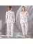 Çiçek Desenli Gömlek Yaka Düğmeli Viskon Pijama Takımı THLV3R88PC 3
