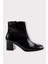 Kalın Topuklu Fermuarlı Kadın Bot Siyah - Siyah 1