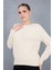 Kadın Ekru Sakal Iplik Inci Detaylı Bisiklet Yaka Triko Kazak 2
