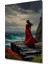 Kızıl Elbiseli Kadın Denize Bakıyor Yağlı Boya Görünümlü Dekoratif Ahşap Tablo Dikdörtgen Tablo 3
