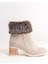 Inka Fermuarlı Ortopedik Taban Suya ve Soğuğa Dayanıklı Tüylü Topuklu Süet Kadın Bot Kt Krem 3