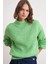 6700 Kadın Dik Yaka Balon Triko Kazak Açık Yeşil 1