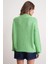 6700 Kadın Dik Yaka Balon Triko Kazak Açık Yeşil 5