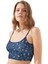 Lacivert Desenli Ayarlanabilir Askılı Lazer Kesim Kadın Crop Büstiyer 1