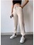Kadın Bej Kışlık Kalın Içi Polarlı Yüksek Bel Paçası Lastikli Basic Jogger Eşofman Altı 3