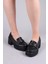 Ferlac Taşlı Tokalı Kalın Topuklu Loafer Siyah 1