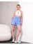 Kuşaklı Keten Şort Mavi S255265 2