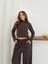 Balıkçı Yaka Örme Takım Kahve ST265865 3
