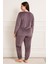 Kadın 13212 Büyük Beden Kadife Pijama Takımı Lila 2