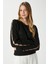 Kadın Raise Kol Detay Siyah Triko Kazak 8667 2
