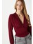 Kadın Sante V Yaka Bordo Yumuşak Sandy Bluz 2