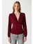 Kadın Sante V Yaka Bordo Yumuşak Sandy Bluz 4