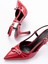 İNF-2300 Kırmızı Rugan Günlük Arkası Açık Fiyonklu Topuklu Bayan Ayakkabı 5