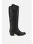 Kadın Siyah Işlemeli Kalın Topuklu Çizme 1