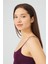 Mürdüm Ayarlanabilir Ince Askılı Lazer Kesim Kadın Crop Büstiyer 2