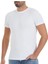 Erkek Beyaz Tekli Sıfır Yaka Kısa Kol Likralı Atlet Tişört 1