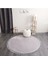Açık Gri Cloudy Düğüm Saçaklı Yuvarlak Post Peluş Halı Kaymaz Taban Yumuşacık Yolluk 1