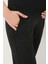 Siyah Esnek Yüksek Bel Çift Cepli Hamile Jogger Eşofman Altı 3