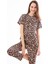 Premium Kadın Pijama Takımı Leopar Desenli Yumuşak Dokulu Kısa Kollu Bisiklet Yaka 3