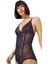 Lacivert Çıtçıtlı Dantelli Transparan Balensiz Bodysuit 1