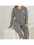 Pamuklu Önden Düğmeli Çizgili Gömlek Model Bayan Pijama Takımı 021210 2