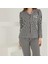 Pamuklu Önden Düğmeli Çizgili Gömlek Model Bayan Pijama Takımı 021210 3