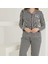 Pamuklu Önden Düğmeli Çizgili Gömlek Model Bayan Pijama Takımı 021210 4
